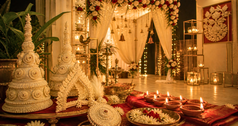 Bengali Wedding Decor: Shola Art, Earthen Lamps, and Contemporary Touches